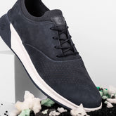 close up of The Hybrid Cobalt blue nubuck