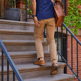 The Loafer by Amberjack in Honey Tan Leather - worn with khakis