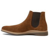 The Chelsea Boot by Amberjack in Grizzly Brown Suede - Medial Side View