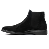 The Chelsea Boot by Amberjack in Midnight Black Suede - Medial Side View