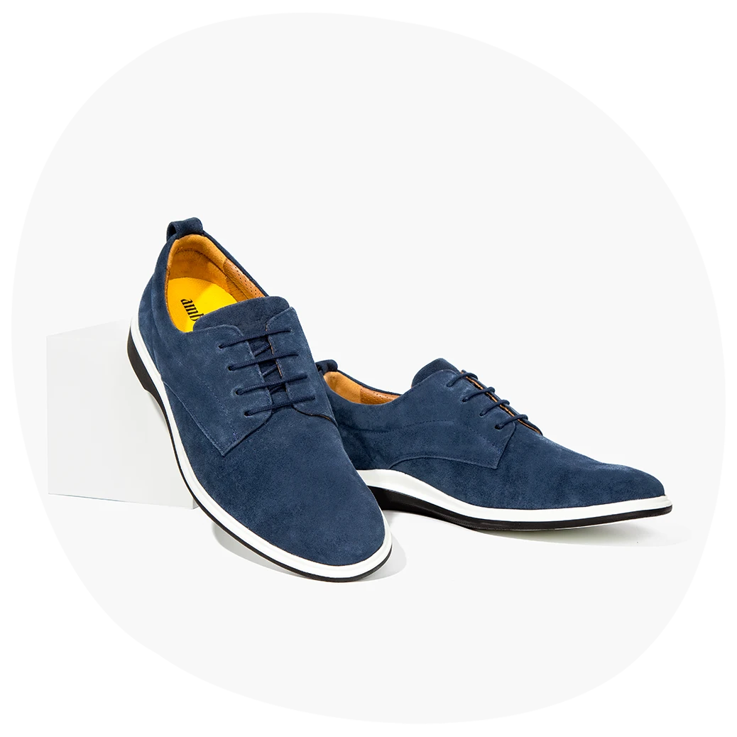 World s Most Comfortable Blue Suede Dress Shoe