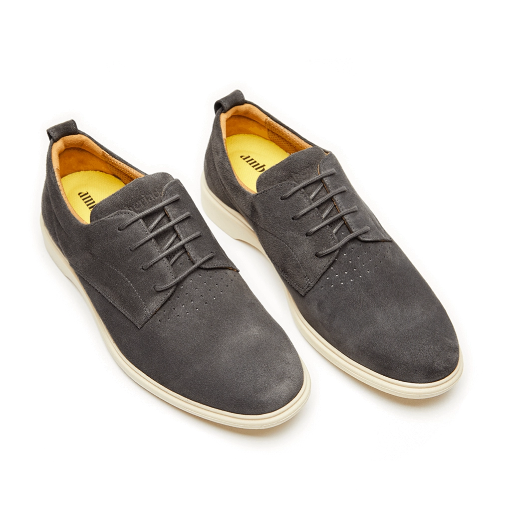 World s Most Comfortable Carbon Grey Suede Dress Shoe