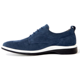 The Original Dress Shoe by Amberjack in Cobalt Blue Suede - Medial View
