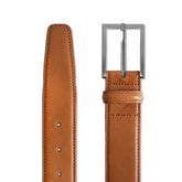 Amberjack Full-Grain Belt in Honey - buckle and stitching details